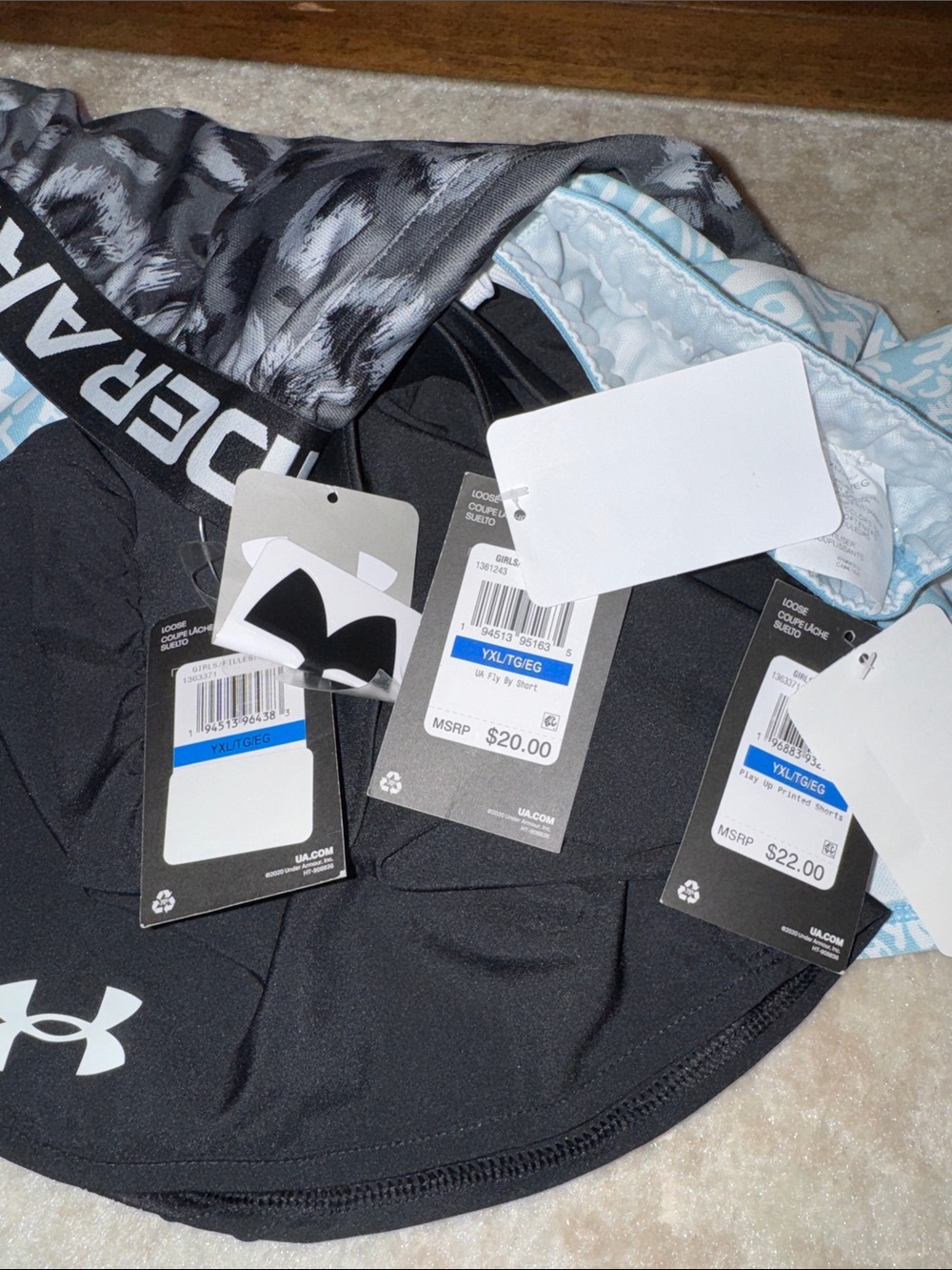 Under Armour Girls 3-Pack Athletic Shorts - Black, Light Blue, Gray Leopard - Picture 3 of 3